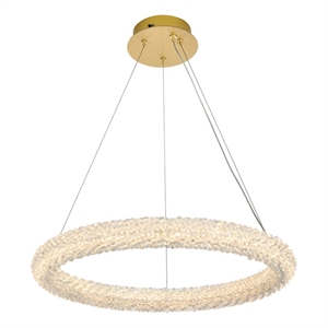 Elegant Lighting Bowen 24&quot 1-Light Metal Adjustable LED Chandelier in Gold