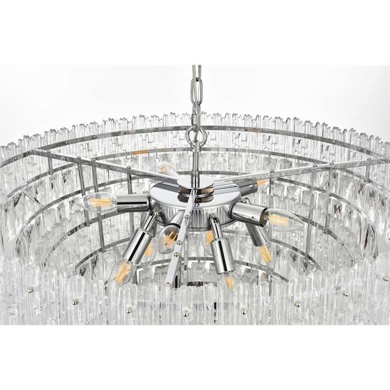 Elegant Lighting Emilia 10-Light Metal & Glass Chandelier in Chrome/Clear