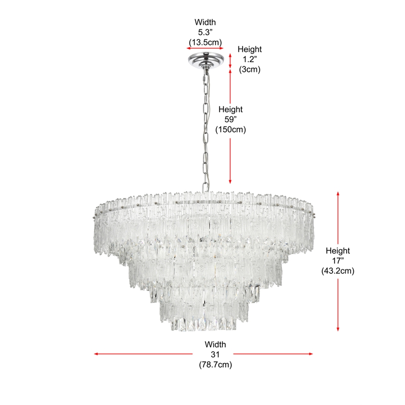 Elegant Lighting Emilia 10-Light Metal & Glass Chandelier in Chrome/Clear