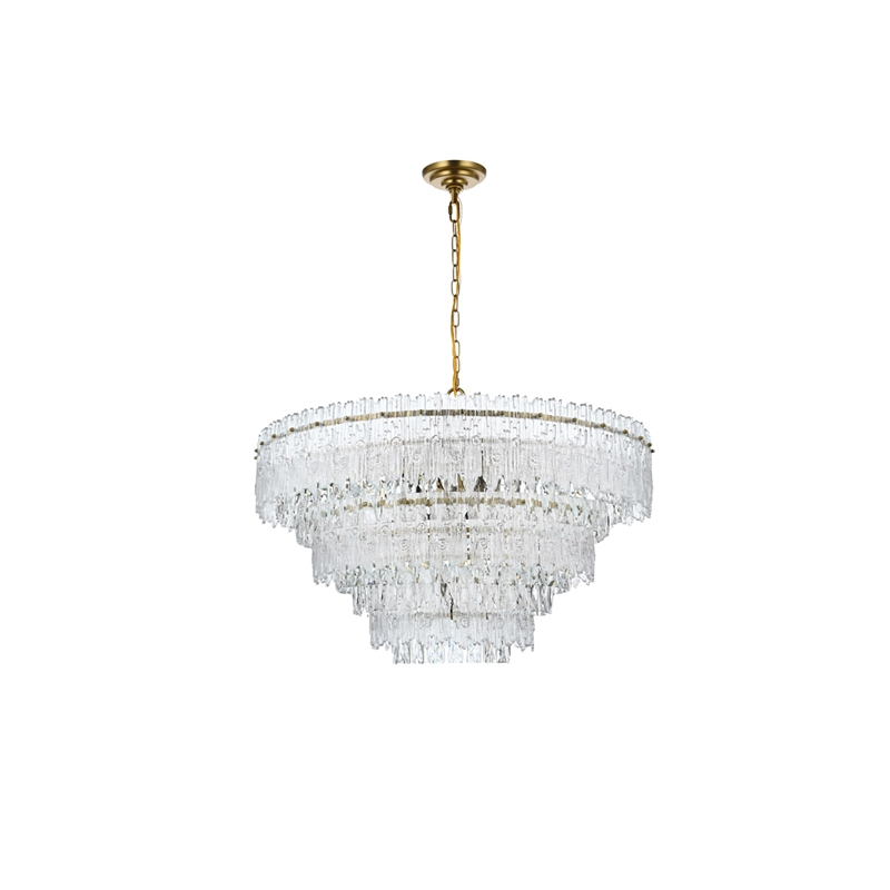 Elegant Lighting Emilia 10-Light Metal & Glass Chandelier in Satin Gold/Clear