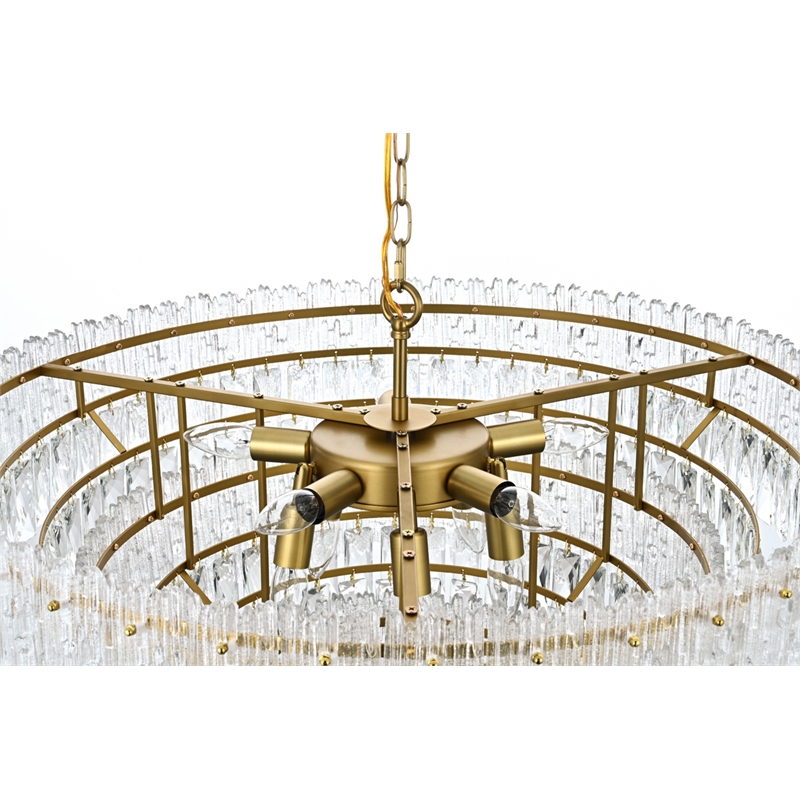 Elegant Lighting Emilia 10-Light Metal & Glass Chandelier in Satin Gold/Clear