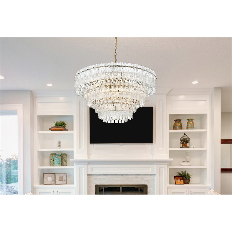 Elegant Lighting Emilia 10-Light Metal & Glass Chandelier in Satin Gold/Clear