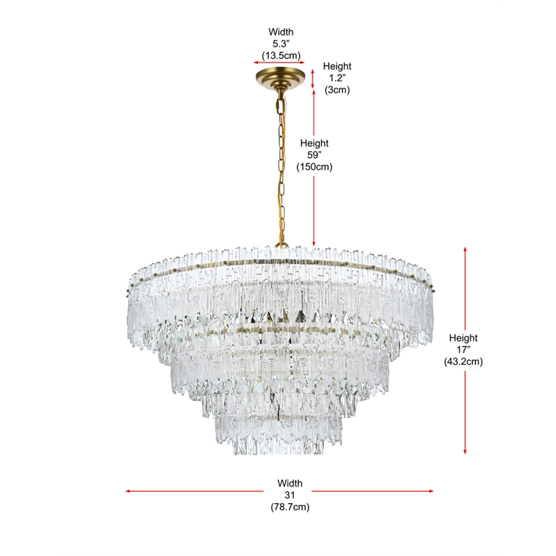 Elegant Lighting Emilia 10-Light Metal & Glass Chandelier in Satin Gold/Clear