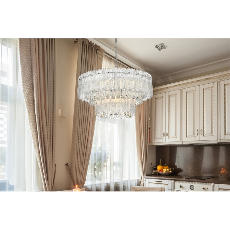 Elegant Lighting Emilia 6-Light Metal & Glass Chandelier in Chrome/Clear
