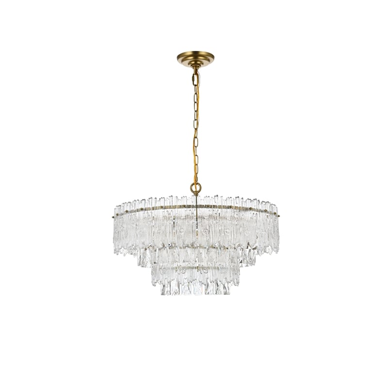 Elegant Lighting Emilia 6-Light Metal & Glass Chandelier in Satin Gold/Clear