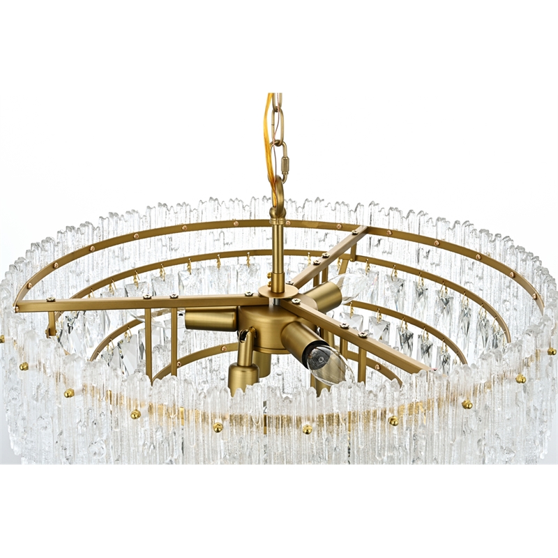 Elegant Lighting Emilia 6-Light Metal & Glass Chandelier in Satin Gold/Clear