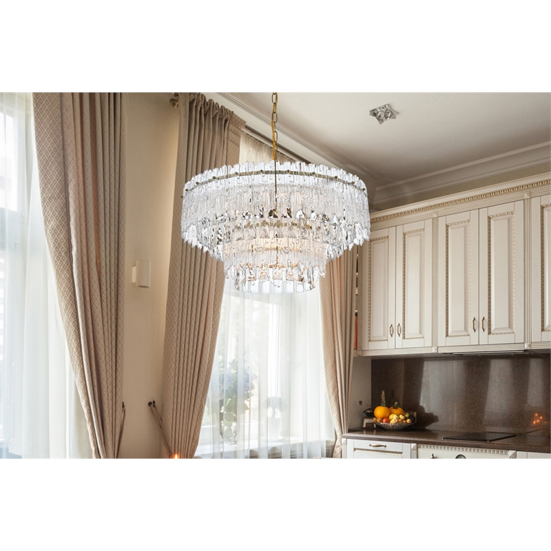Elegant Lighting Emilia 6-Light Metal & Glass Chandelier in Satin Gold/Clear