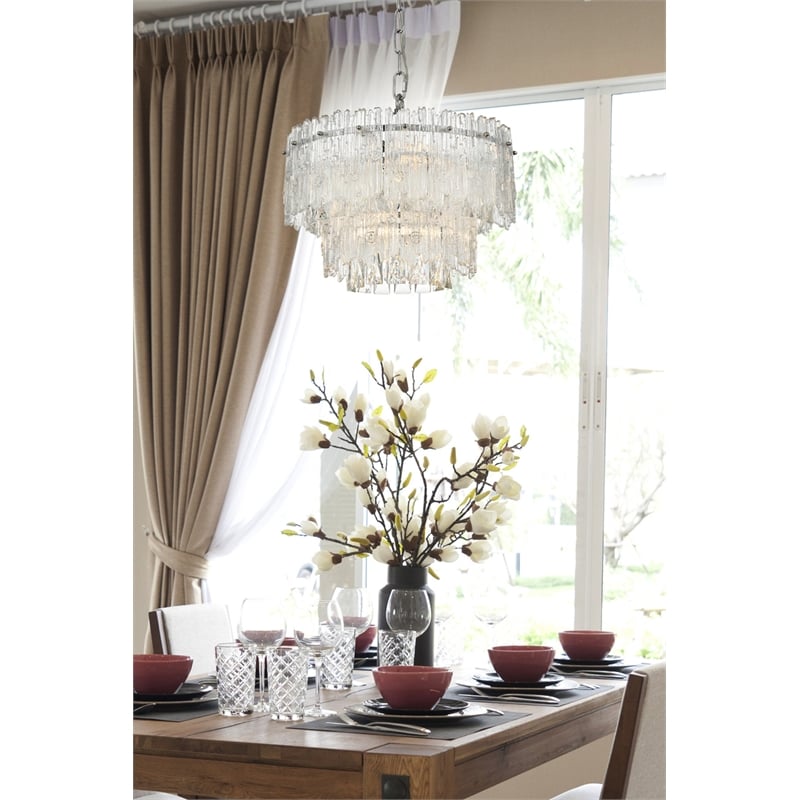Elegant Lighting Emilia 4-Light Metal & Glass Chandelier in Chrome/Clear