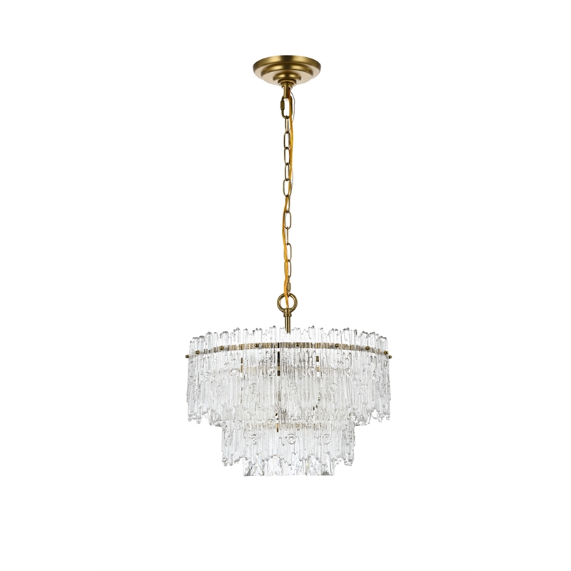 Elegant Lighting Emilia 4-Light Metal & Glass Chandelier in Satin Gold/Clear