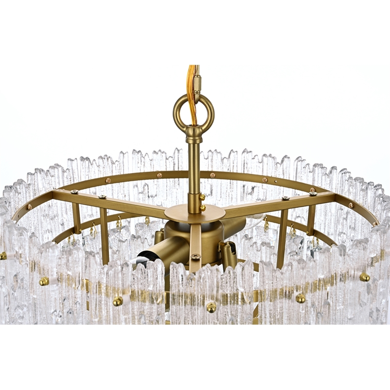Elegant Lighting Emilia 4-Light Metal & Glass Chandelier in Satin Gold/Clear