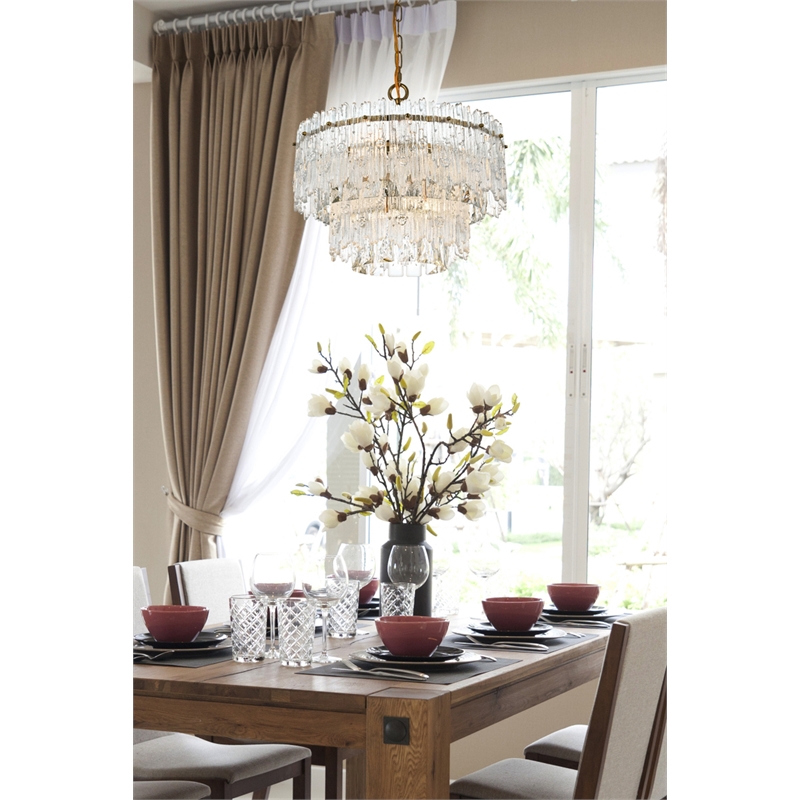 Elegant Lighting Emilia 4-Light Metal & Glass Chandelier in Satin Gold/Clear