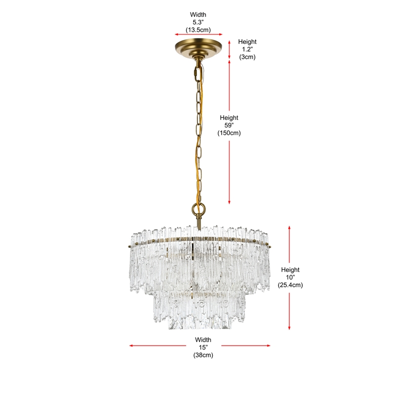 Elegant Lighting Emilia 4-Light Metal & Glass Chandelier in Satin Gold/Clear
