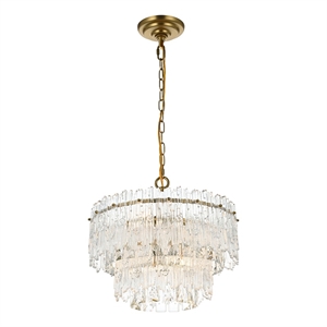 Elegant Lighting Emilia 4-Light Metal & Glass Chandelier in Satin Gold/Clear