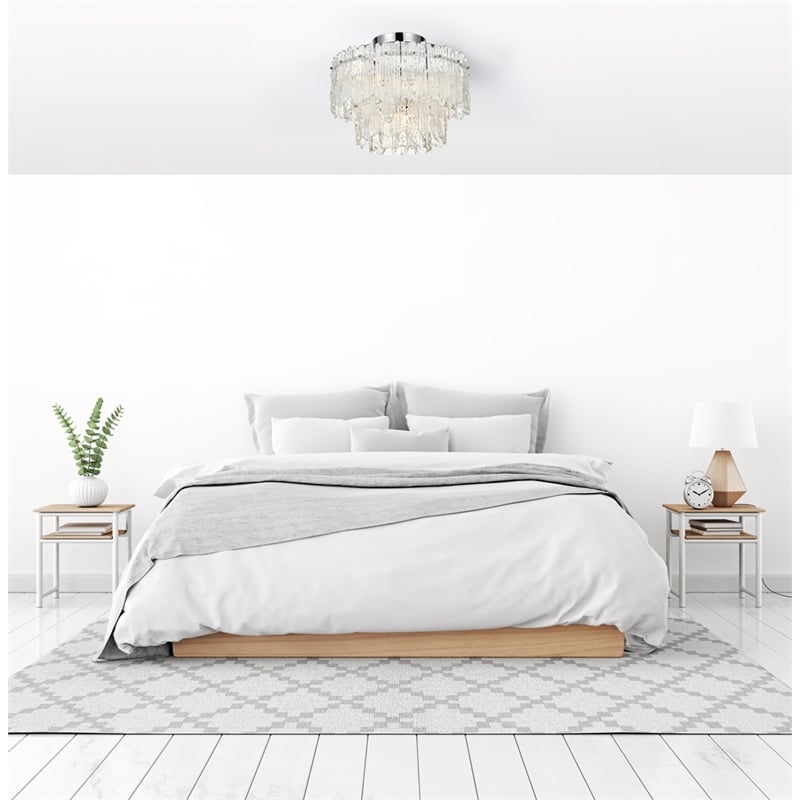 Elegant Lighting Emilia 4-Light Metal & Glass Flush Mount Light in Chrome/Clear