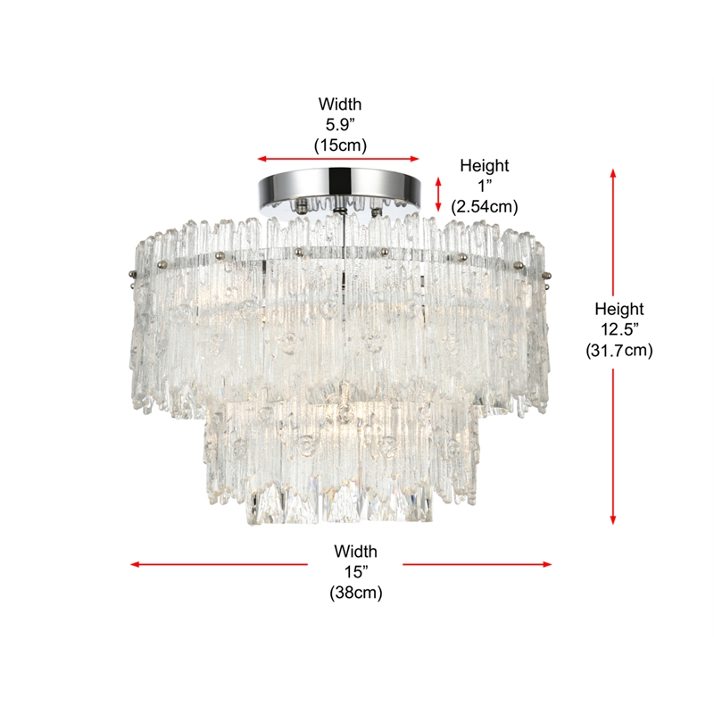 Elegant Lighting Emilia 4-Light Metal & Glass Flush Mount Light in Chrome/Clear