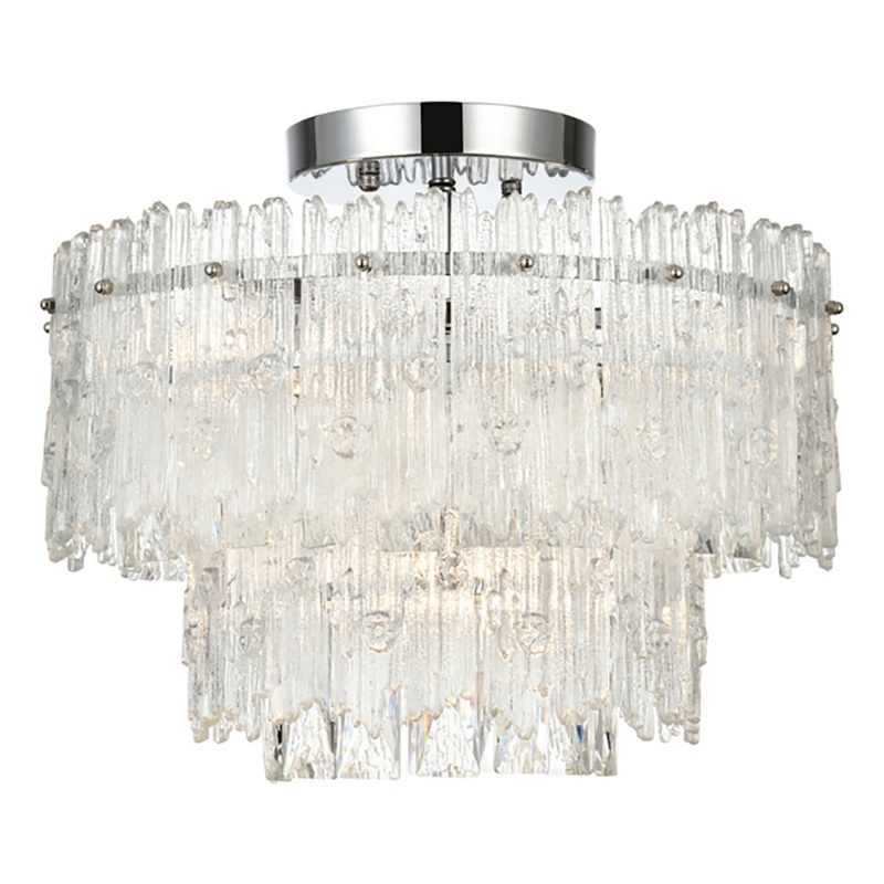 Elegant Lighting Emilia 4-Light Metal & Glass Flush Mount Light in Chrome/Clear