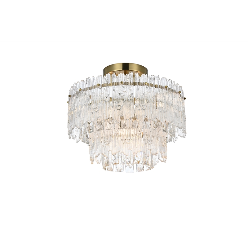 Elegant Lighting Emilia 4-Light Metal & Glass Flush Mount Light in Satin Gold