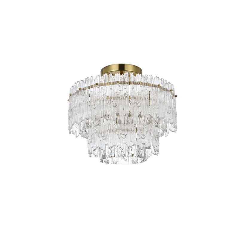 Elegant Lighting Emilia 4-Light Metal & Glass Flush Mount Light in Satin Gold