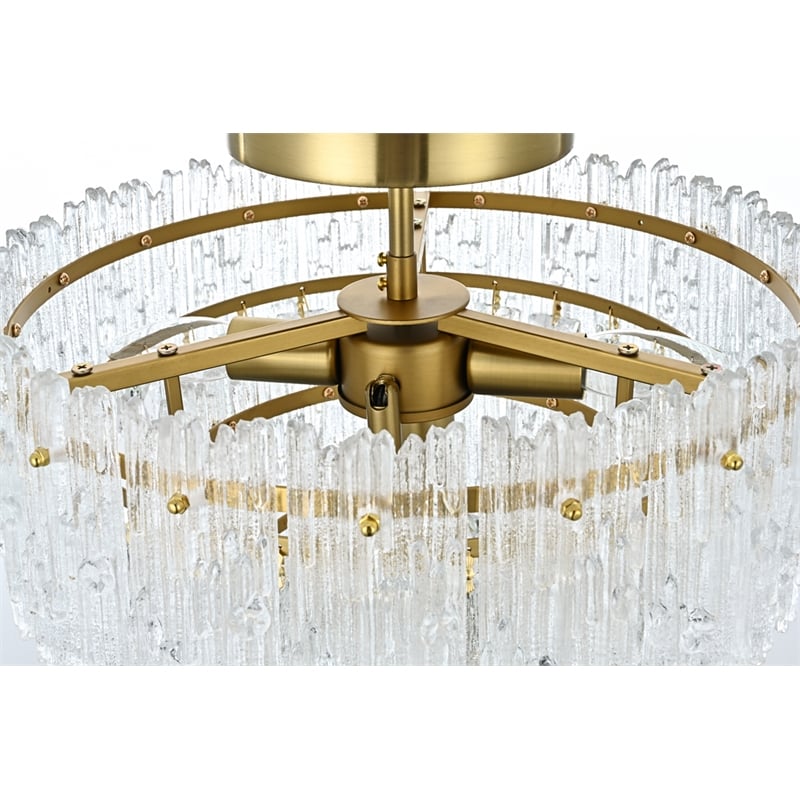Elegant Lighting Emilia 4-Light Metal & Glass Flush Mount Light in Satin Gold