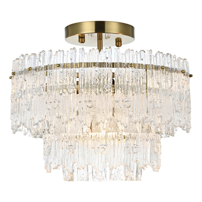 Elegant Lighting Emilia 4-Light Metal & Glass Flush Mount Light in Satin Gold