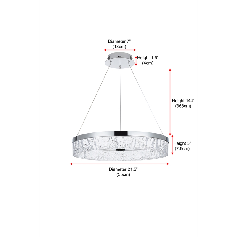 Elegant Lighting Linden 1-Light Metal Adjustable LED Chandelier in Chrome/Clear