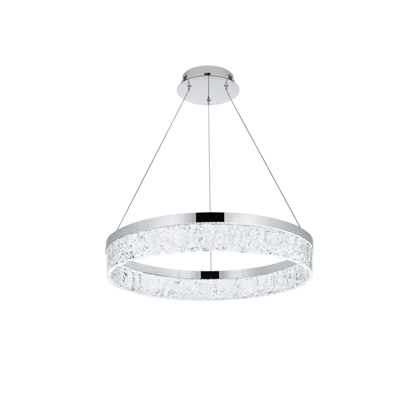 Elegant Lighting Linden 1-Light Metal Adjustable LED Chandelier in Chrome/Clear