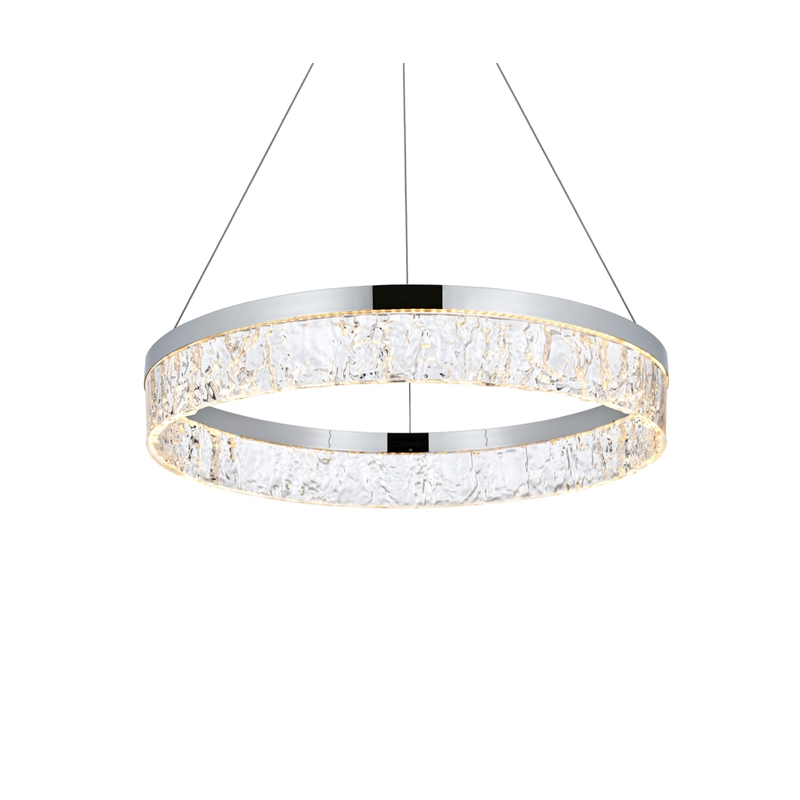 Elegant Lighting Linden 1-Light Metal Adjustable LED Chandelier in Chrome/Clear