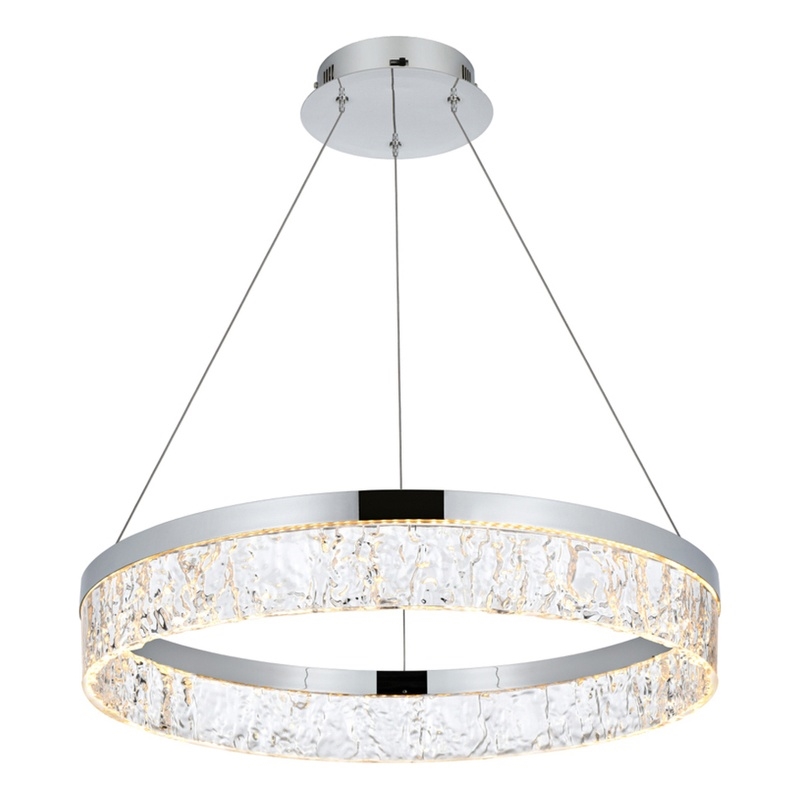 Elegant Lighting Linden 1-Light Metal Adjustable LED Chandelier in Chrome/Clear
