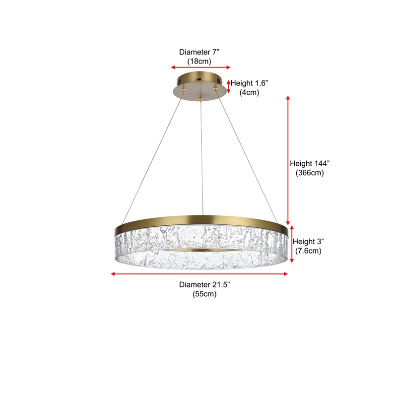 Elegant Lighting Linden 1-Light Metal Adjustable LED Chandelier in Satin Gold