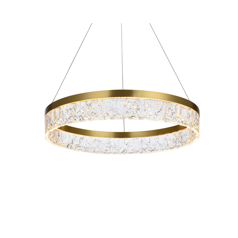 Elegant Lighting Linden 1-Light Metal Adjustable LED Chandelier in Satin Gold