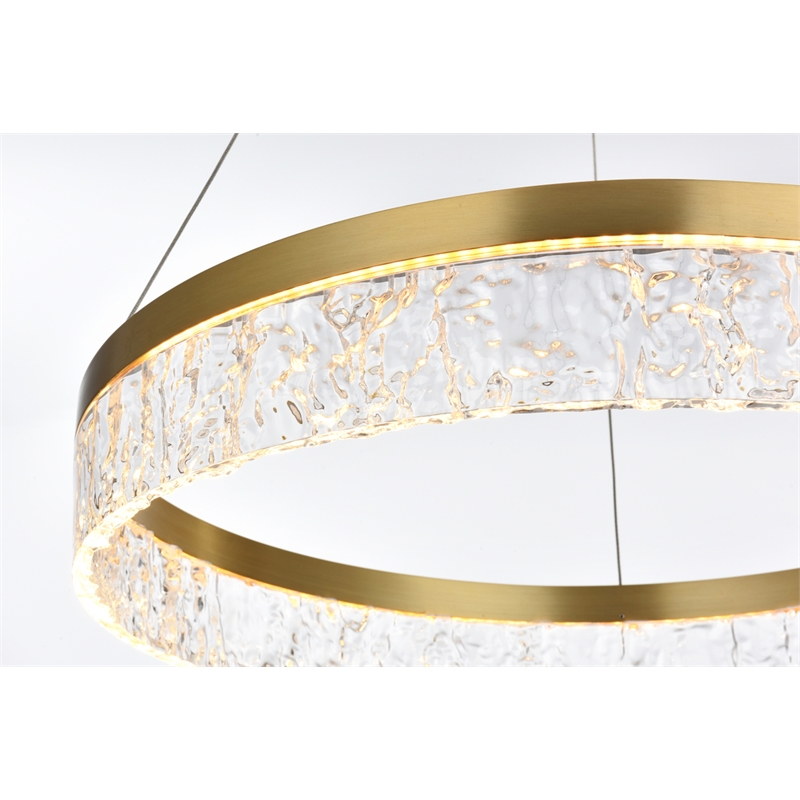 Elegant Lighting Linden 1-Light Metal Adjustable LED Chandelier in Satin Gold