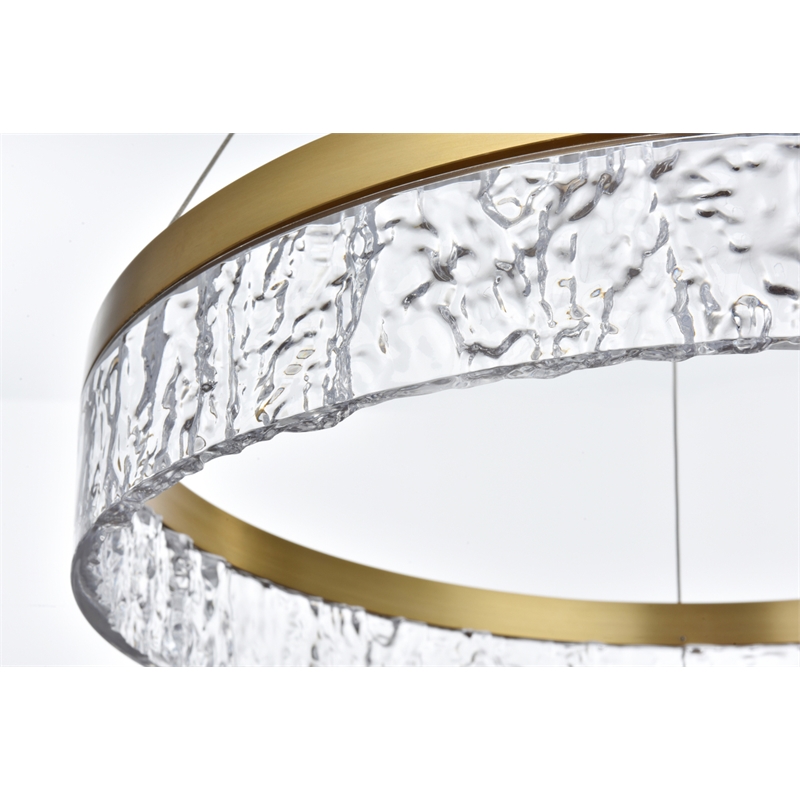 Elegant Lighting Linden 1-Light Metal Adjustable LED Chandelier in Satin Gold