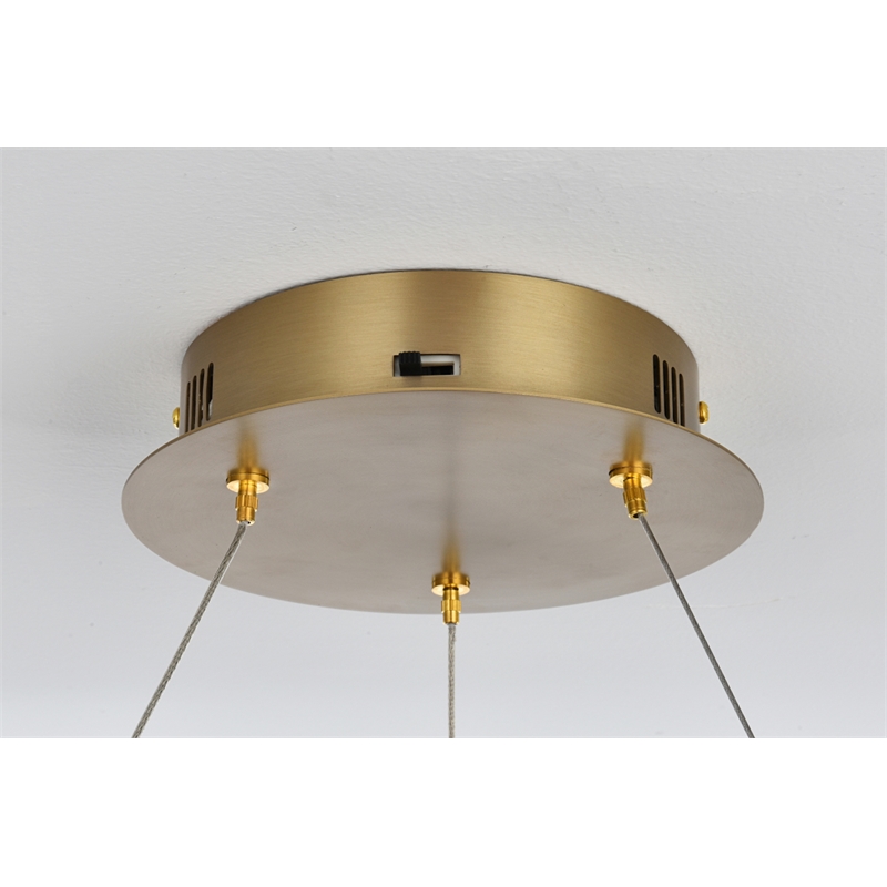 Elegant Lighting Linden 1-Light Metal Adjustable LED Chandelier in Satin Gold