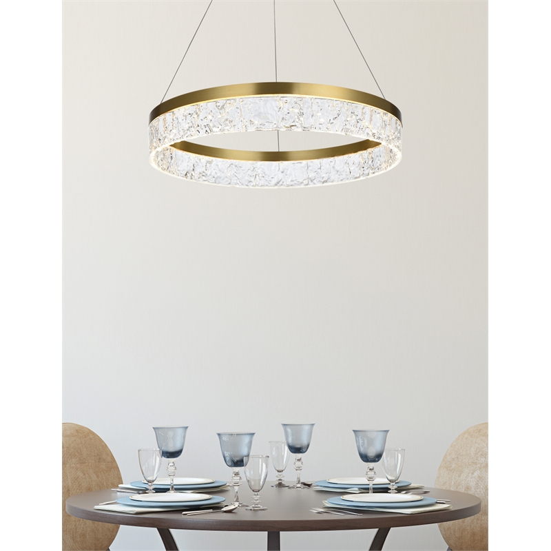 Elegant Lighting Linden 1-Light Metal Adjustable LED Chandelier in Satin Gold