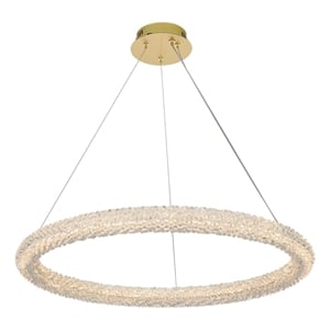 Elegant Lighting Bowen 32&quot 1-Light Metal Adjustable LED Chandelier in Gold