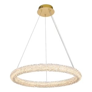 Elegant Lighting Bowen 26&quot 1-Light Metal Adjustable LED Chandelier in Gold