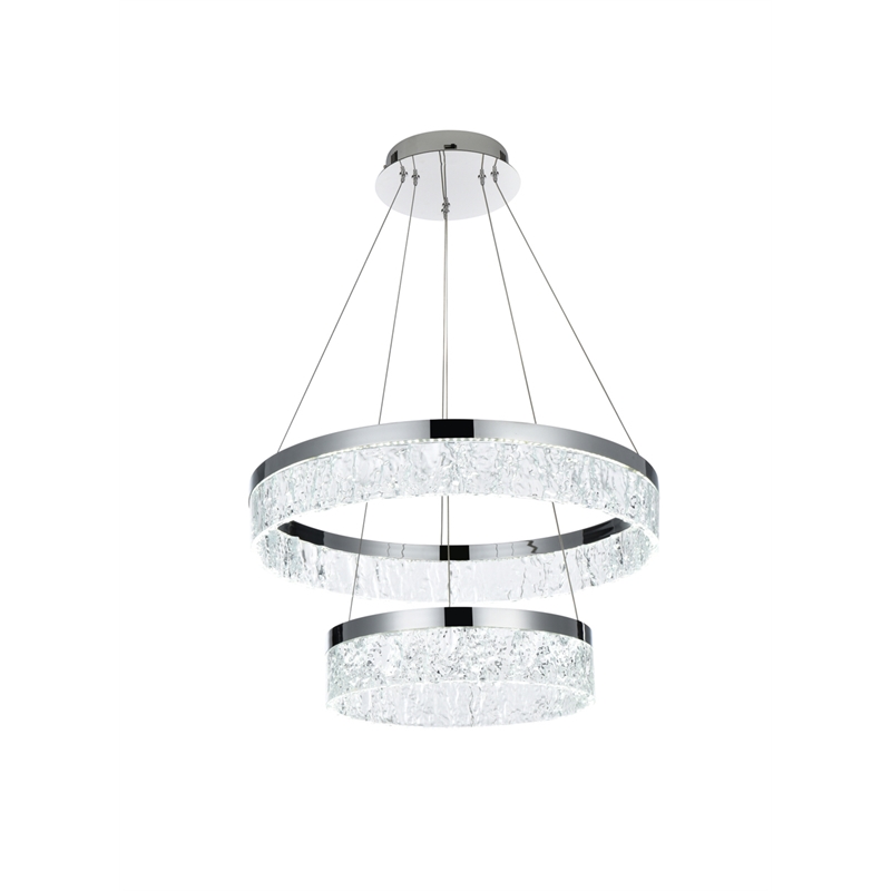 Elegant Lighting Linden 2-Light Metal Adjustable LED Chandelier in Chrome/Clear