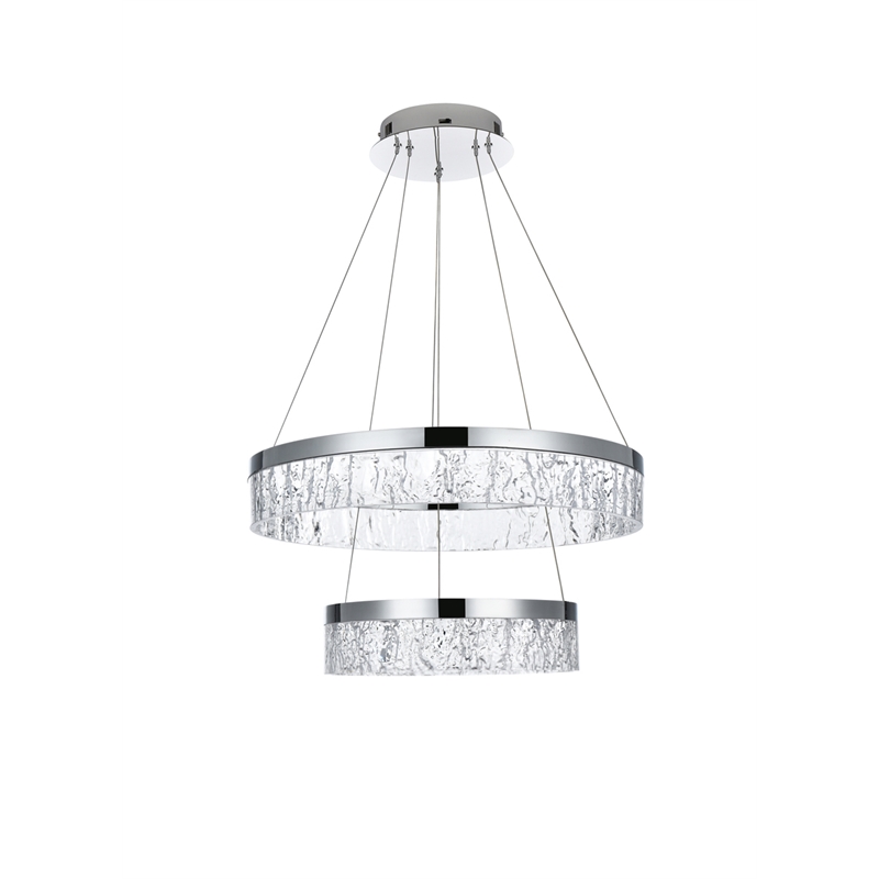 Elegant Lighting Linden 2-Light Metal Adjustable LED Chandelier in Chrome/Clear