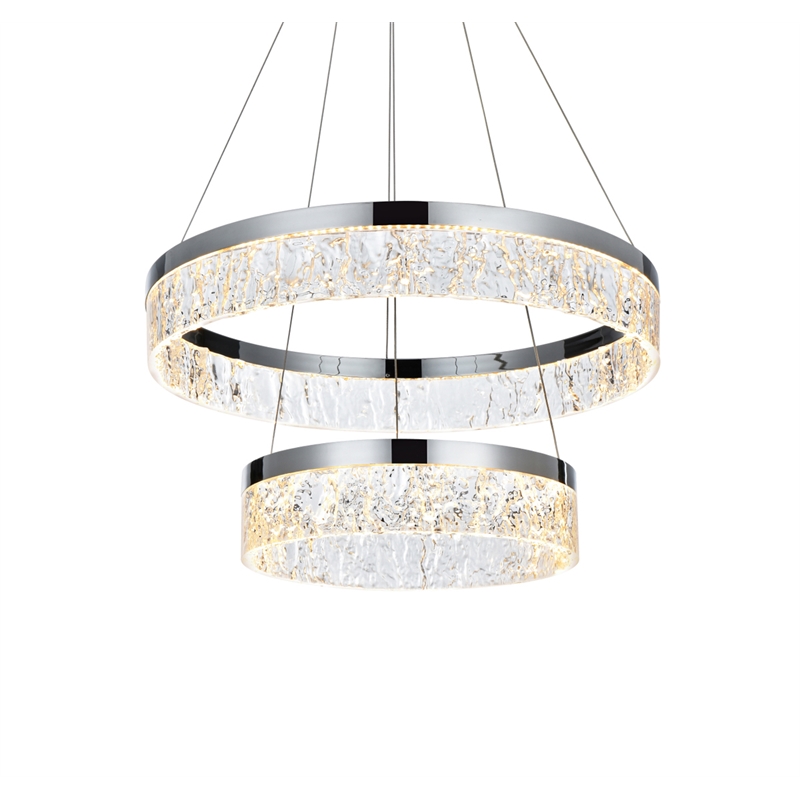Elegant Lighting Linden 2-Light Metal Adjustable LED Chandelier in Chrome/Clear