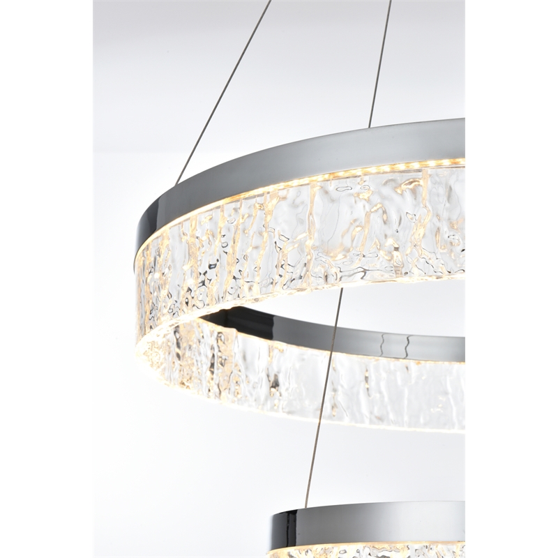 Elegant Lighting Linden 2-Light Metal Adjustable LED Chandelier in Chrome/Clear
