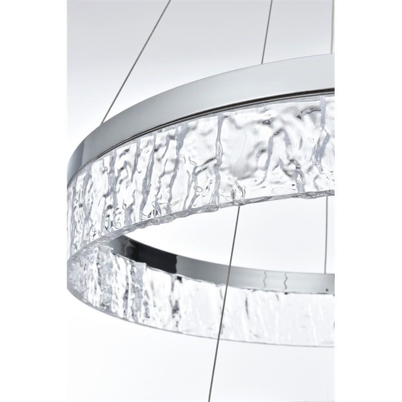 Elegant Lighting Linden 2-Light Metal Adjustable LED Chandelier in Chrome/Clear