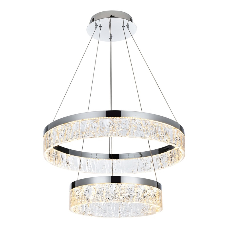 Elegant Lighting Linden 2-Light Metal Adjustable LED Chandelier in Chrome/Clear