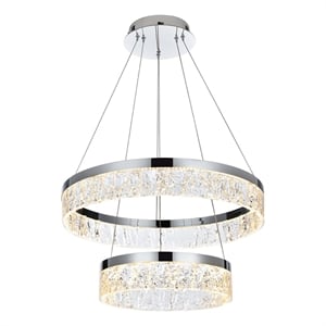 Elegant Lighting Linden 2-Light Metal Adjustable LED Chandelier in Chrome/Clear