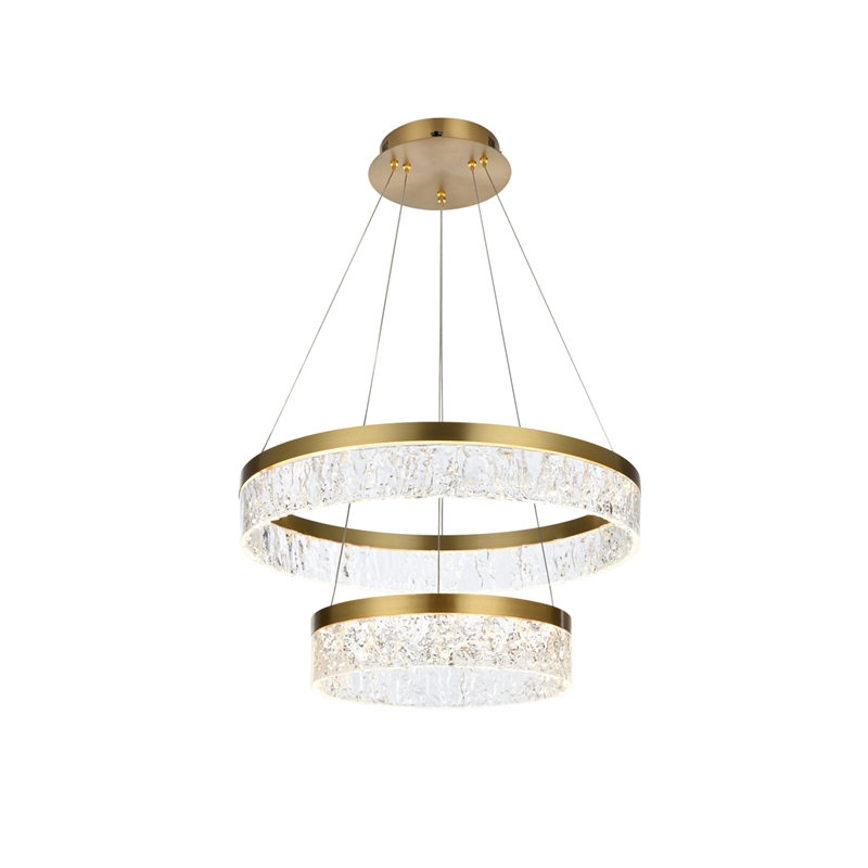 Elegant Lighting Linden 2-Light Metal Adjustable LED Chandelier in Satin Gold