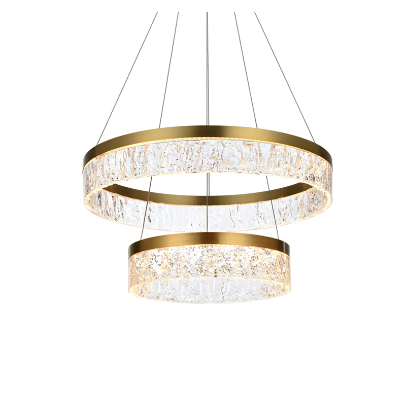 Elegant Lighting Linden 2-Light Metal Adjustable LED Chandelier in Satin Gold