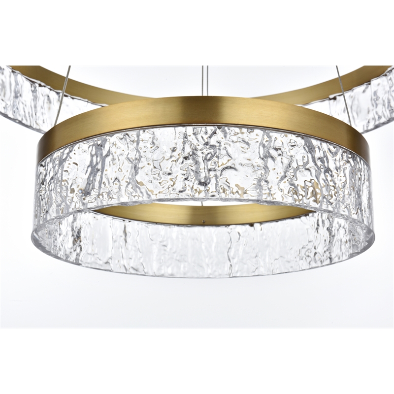 Elegant Lighting Linden 2-Light Metal Adjustable LED Chandelier in Satin Gold