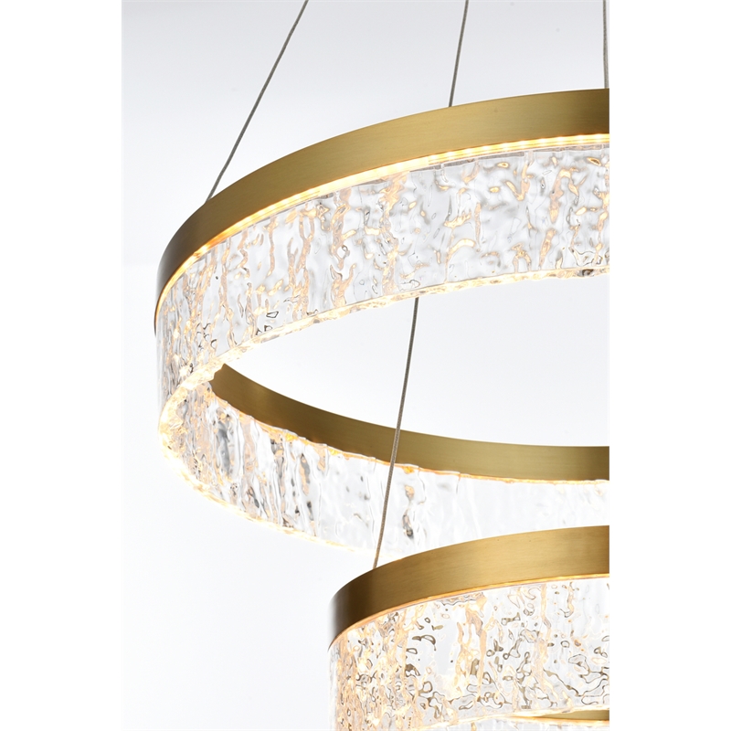 Elegant Lighting Linden 2-Light Metal Adjustable LED Chandelier in Satin Gold