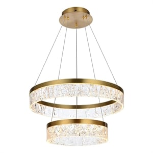 Elegant Lighting Linden 2-Light Metal Adjustable LED Chandelier in Satin Gold