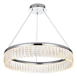 Elegant Lighting Rune 1-Light Metal Adjustable LED Chandelier in Chrome/Clear
