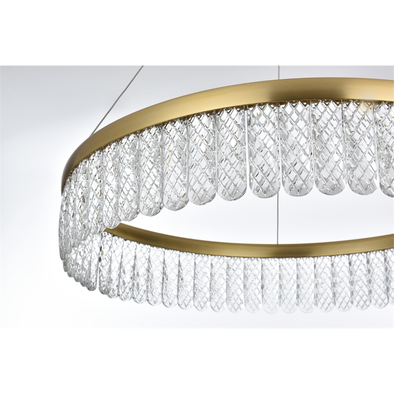 Elegant Lighting Rune 1-Light Metal Adjustable LED Chandelier in Gold